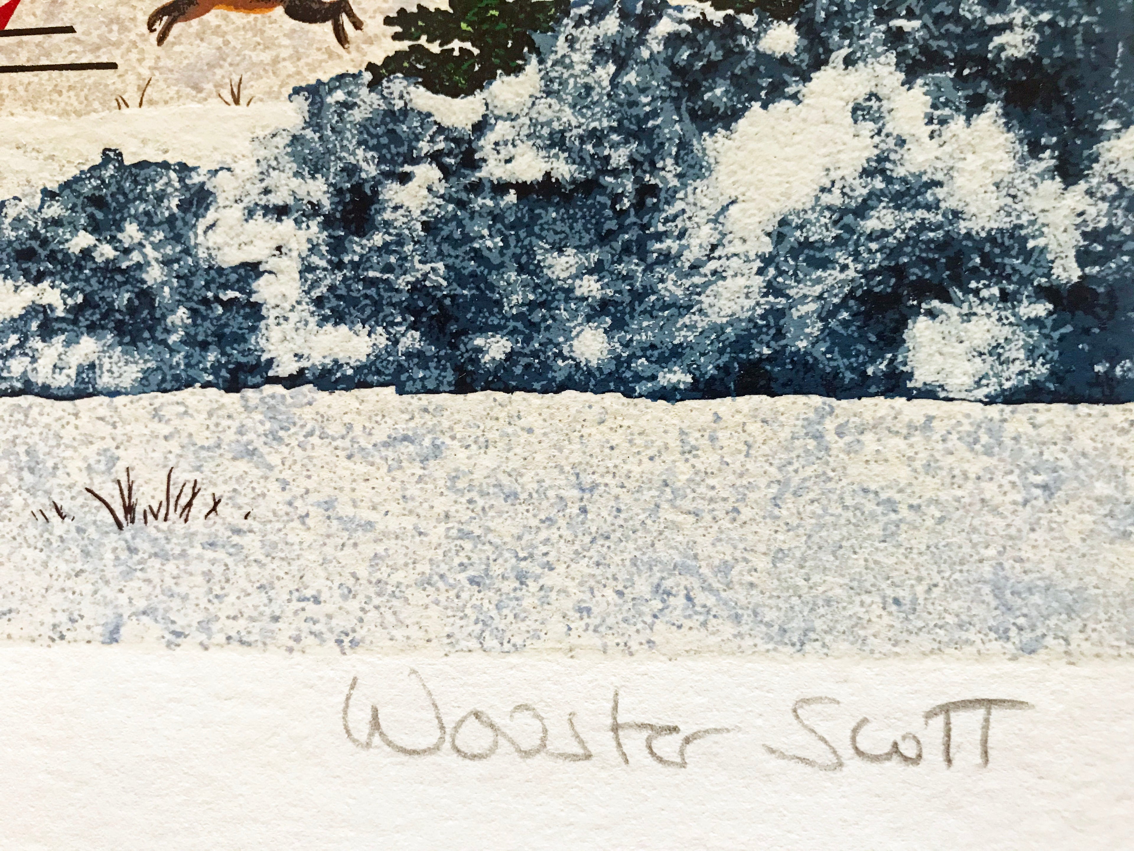 Holiday Sleigh Ride Jane Wooster Scott Serigraph Print Artist Hand Signed and Numbered