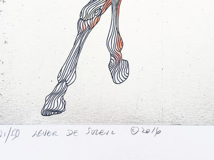 Lever De Soleil Guillaume Silver Leaf Hand Embellished Serigraph Print Artist Signed and Numbered