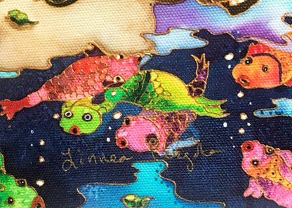 Swimming Ponies I Linnea Pergola Stretched Canvas Giclée Print Numbered with Artist Authorized Signature