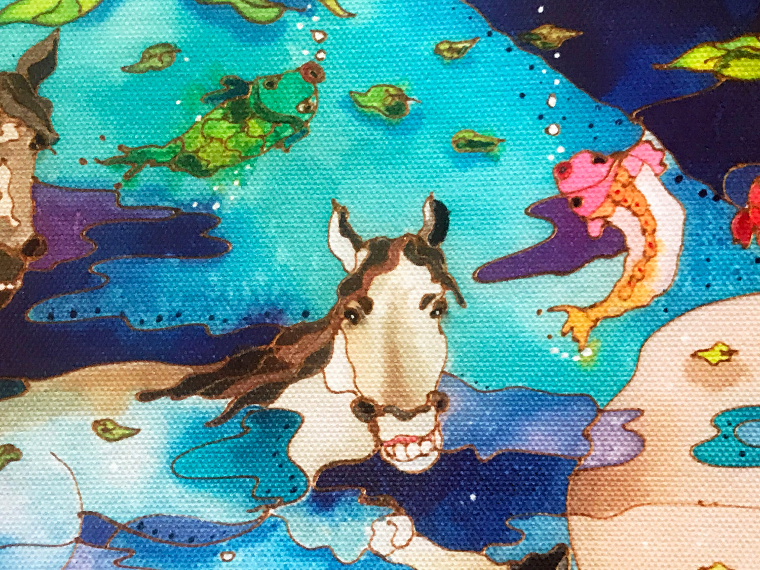 Swimming Ponies I Linnea Pergola Canvas Giclée Print Artist Hand Signed and Numbered