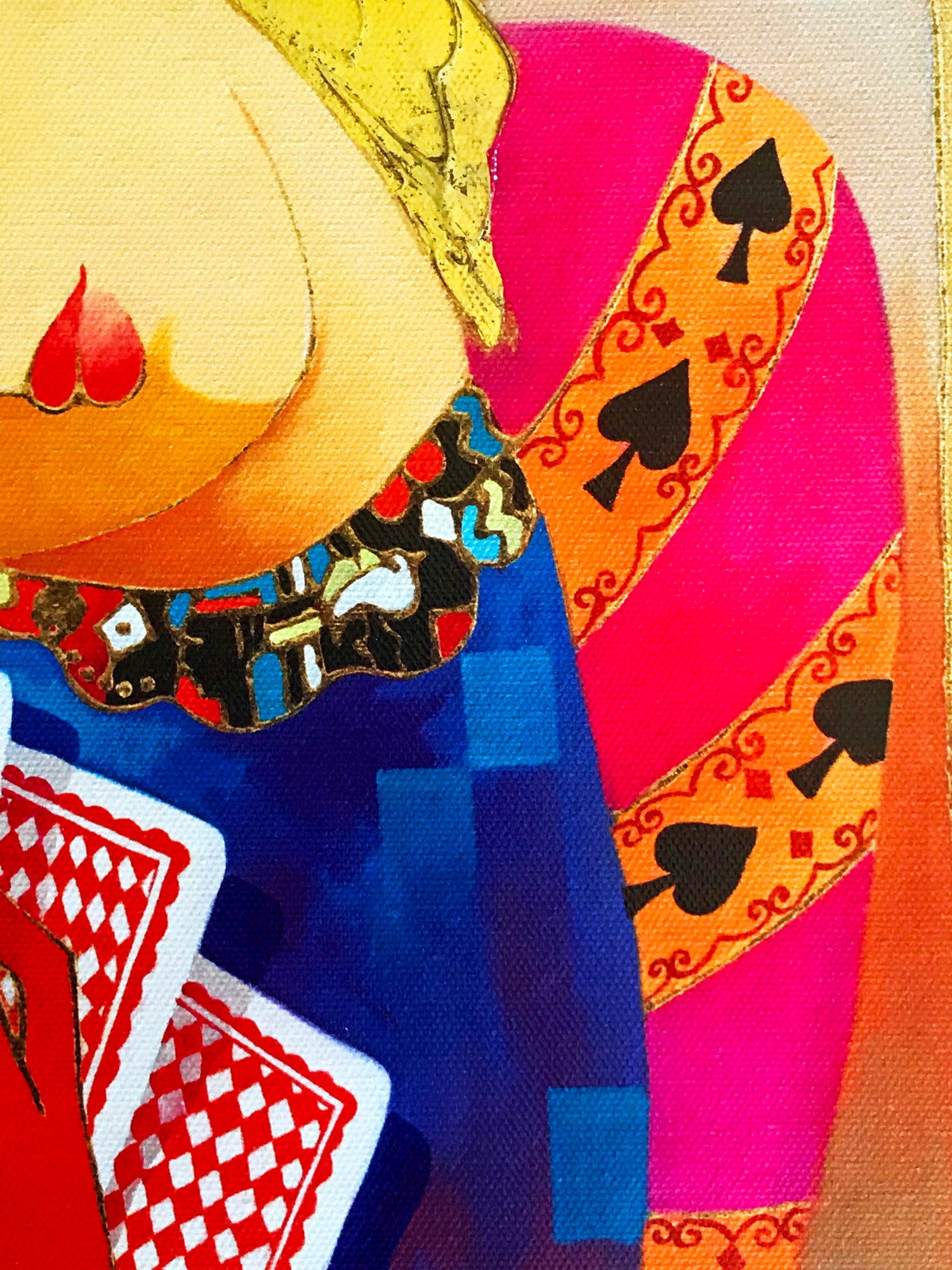 Nordic Queen of Spades Arbe Ara Berberyan Hand Embellished Canvas Giclée Print Artist Artist Signed and Numbered