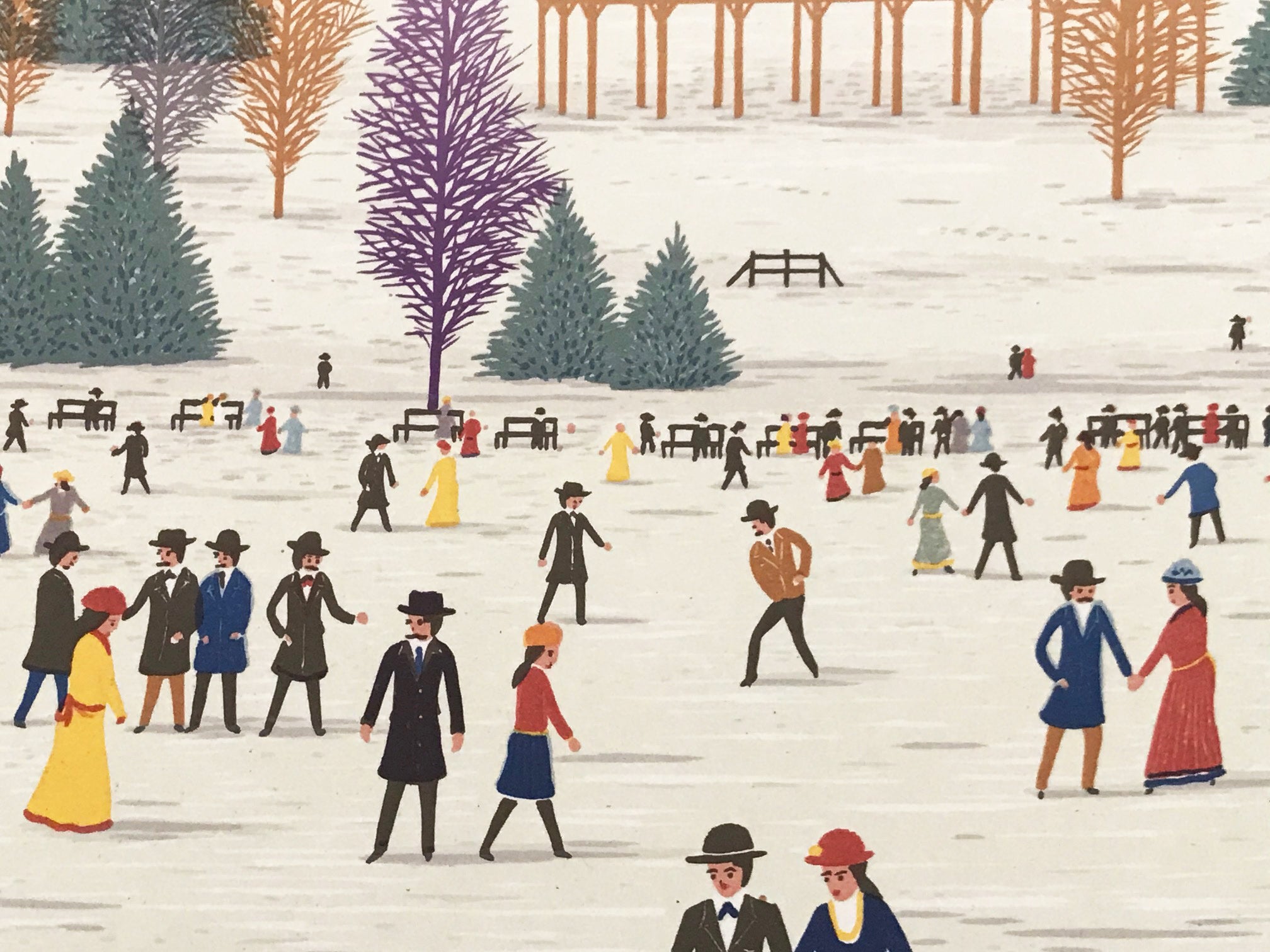 Skating in Central Park Fanch Ledan Hors Commerce Edition Lithograph Print Artist Hand Signed and HC Numbered