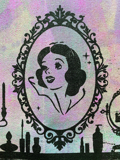 Snow White Gail Rodgers Acrylic Silkscreen Painting on Canvas from her Mirror Mirror Series Artist Hand Signed