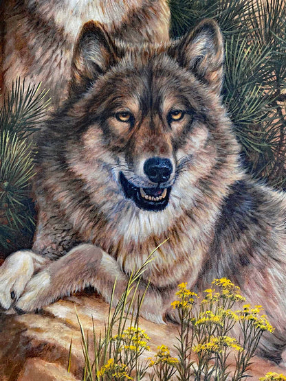 Summer Retreat - Gray Wolves Larry Fanning Artist Proof Giclée on Canvas Artist Hand Signed and AP Numbered