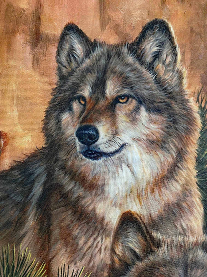 Summer Retreat - Gray Wolves Larry Fanning Artist Proof Giclée on Canvas Artist Hand Signed and AP Numbered