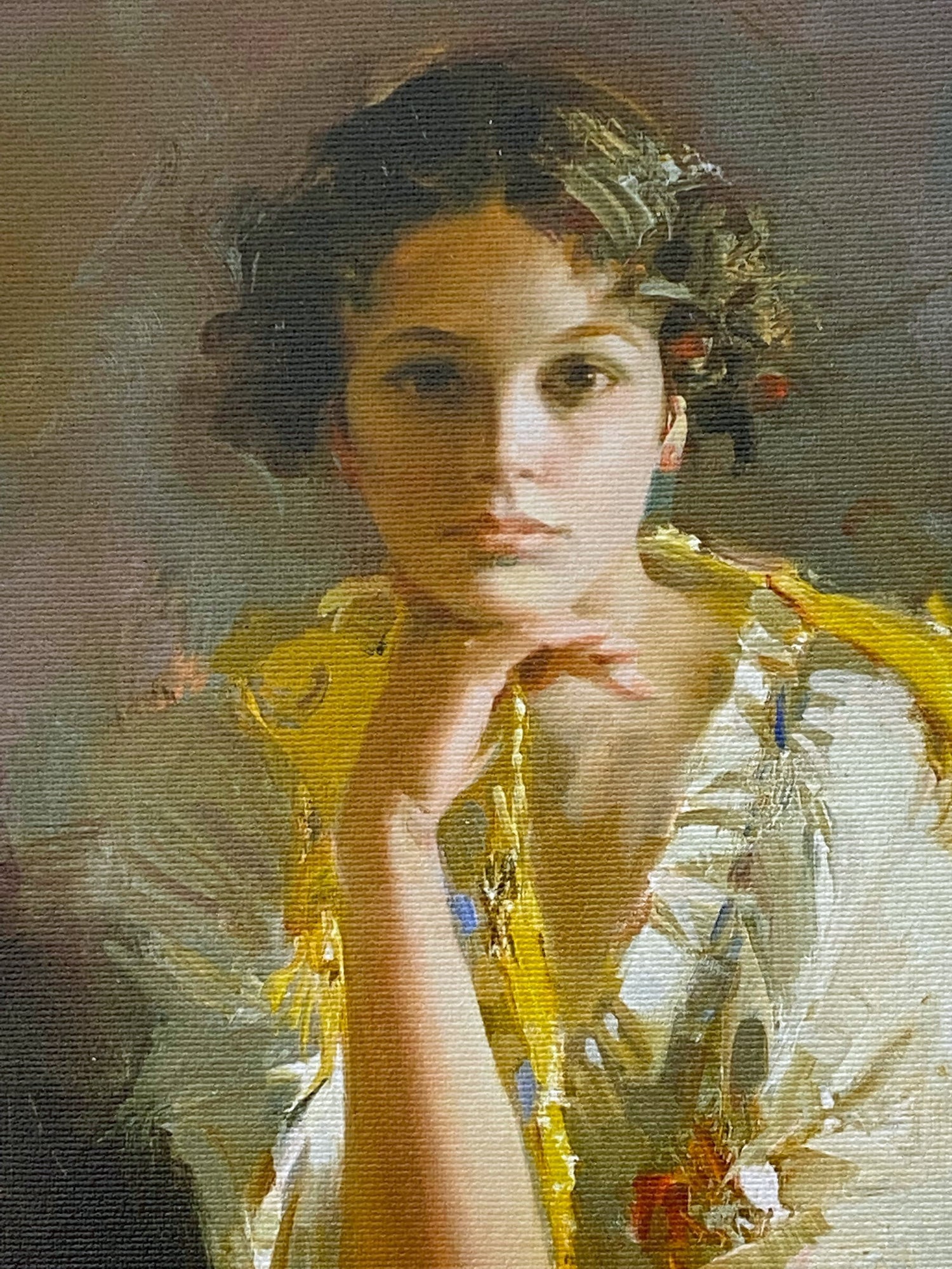 Yellow Shawl Pino Daeni Canvas Giclée Print Artist Hand Signed and Numbered