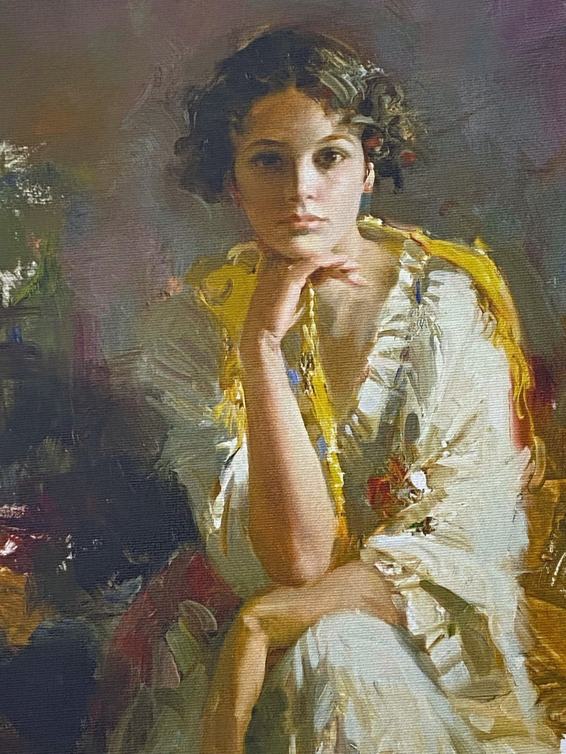 Yellow Shawl Pino Daeni Canvas Giclee Print Artist Hand Signed and Numbered