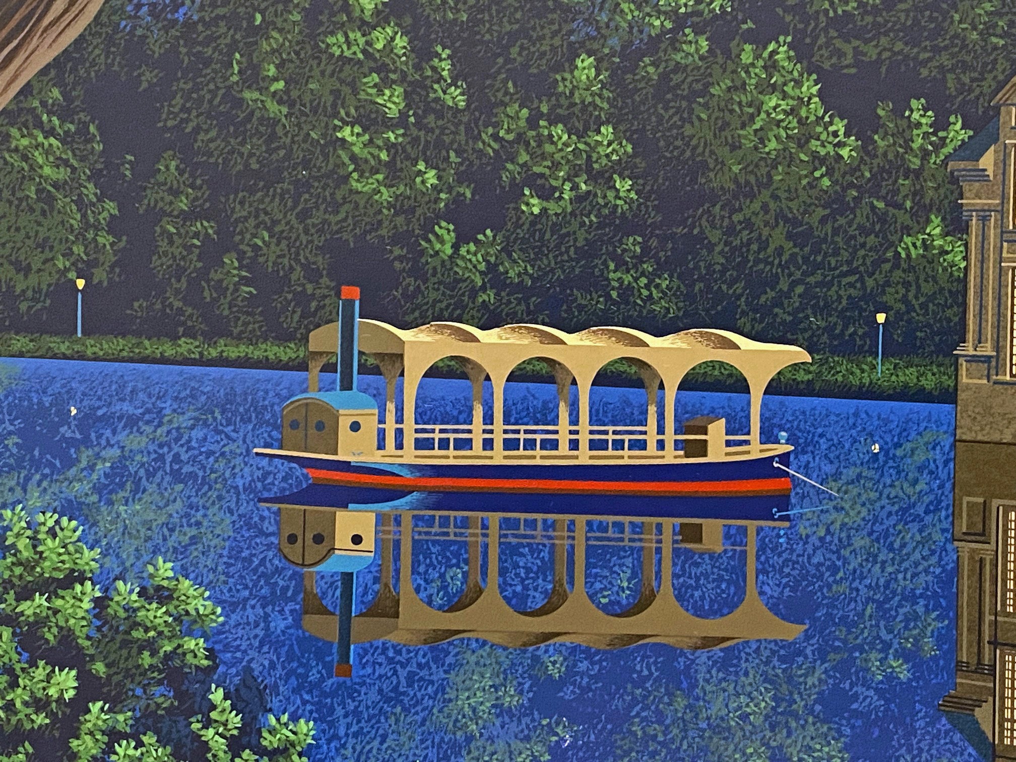 The Boating Party Jim Buckels Serigraph on Paper Artist Hand Signed and Roman Numeral Numbered