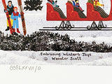 Embracing Winter's Joys - Limited Edition Roman Numeral Numbered Lithograph on Paper by Jane Wooster Scott