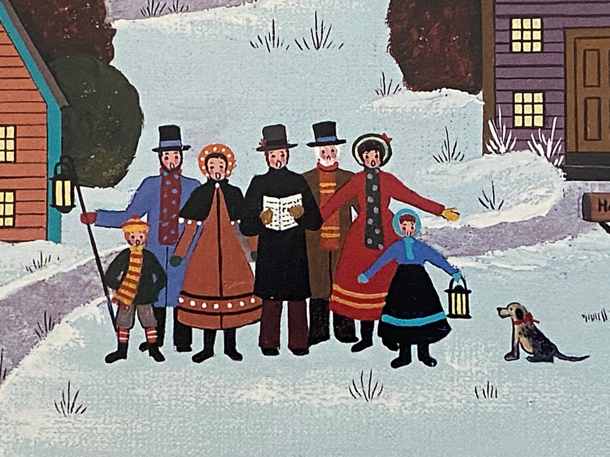 Jingle Bells and Carolers Jane Wooster Scott Lithograph Print Artist Hand Signed and Numbered