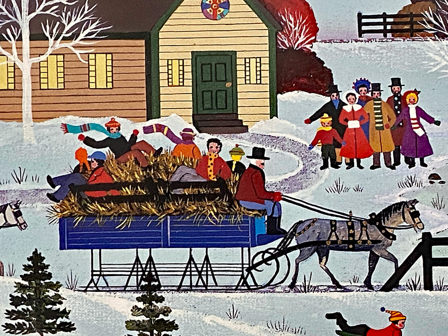 Jingle Bells and Carolers Jane Wooster Scott Lithograph Print Artist Hand Signed and Numbered