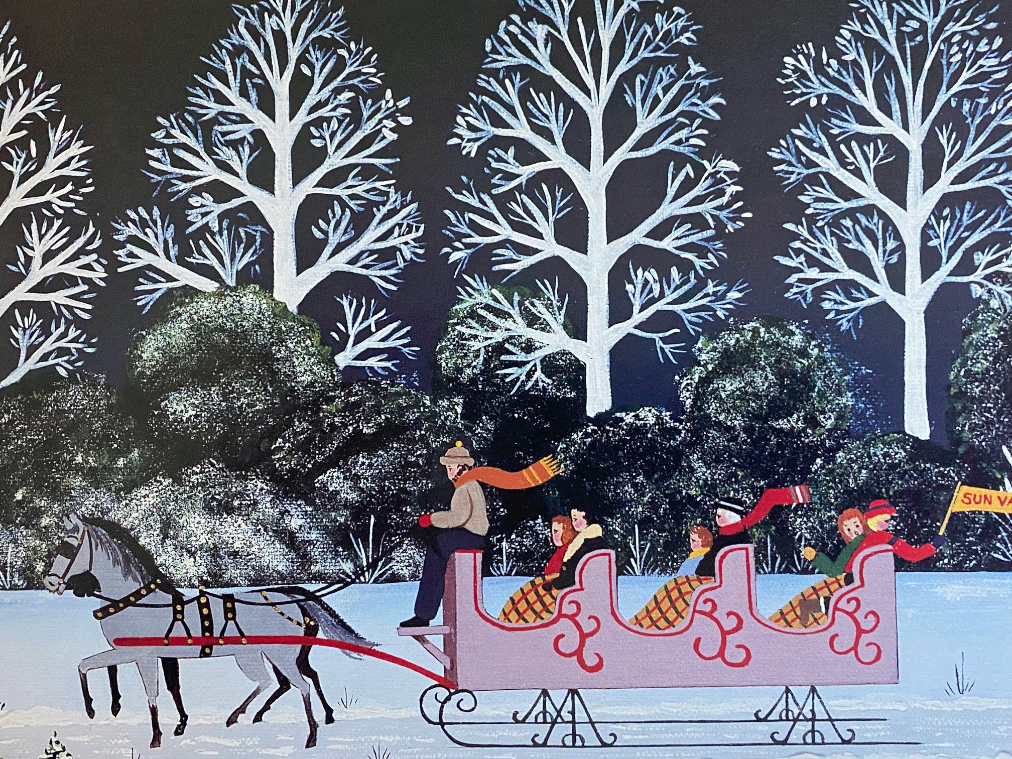 Trail Creek Sleigh Ride - Limited Edition Artist Proof Lithograph on Paper by Jane Wooster Scott