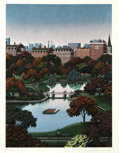 The Boston Public Garden Jim Buckels Serigraph Print Artist Hand Signed and Numbered