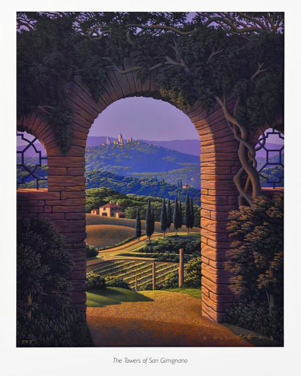 The Towers of San Gimignano Jim Buckels Lithograph Print Artist Hand Signed and Numbered