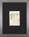Mira Seated in the Garden Judith Bledsoe Watercolor Painting Artist Hand Signed Framed
