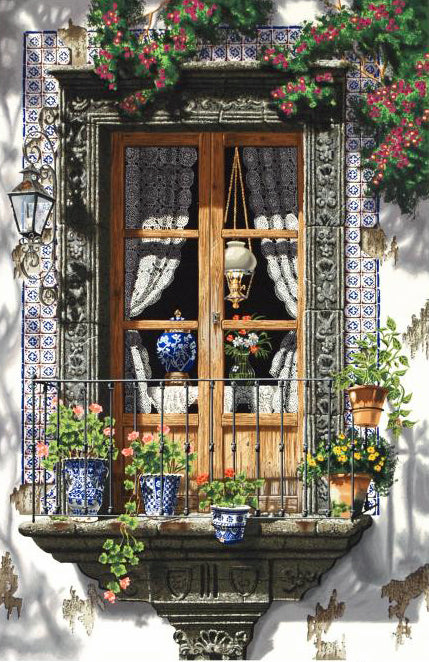 La Ventana Juan Medina Serigraph Print Artist Hand Signed and Numbered