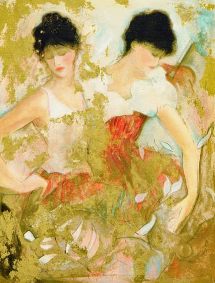 Two Dancers Janet Treby Serigraph Print Artist Hand Signed and Numbered