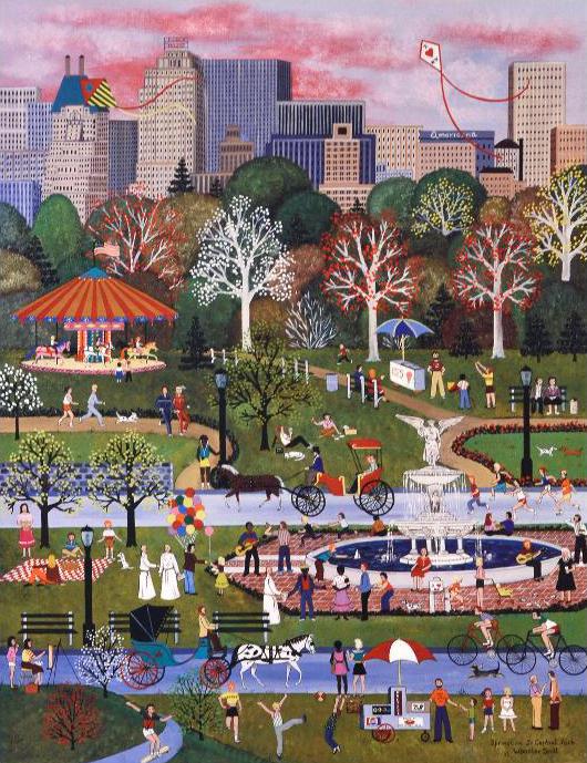 Springtime in Central Park Jane Wooster Scott Lithograph Print Artist Hand Signed and Numbered