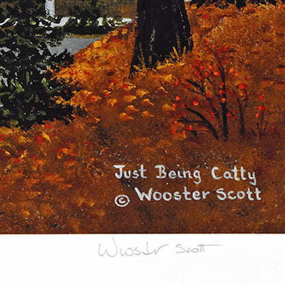 Just Being Catty Jane Wooster Scott Lithograph Print Artist Hand Signed and Numbered