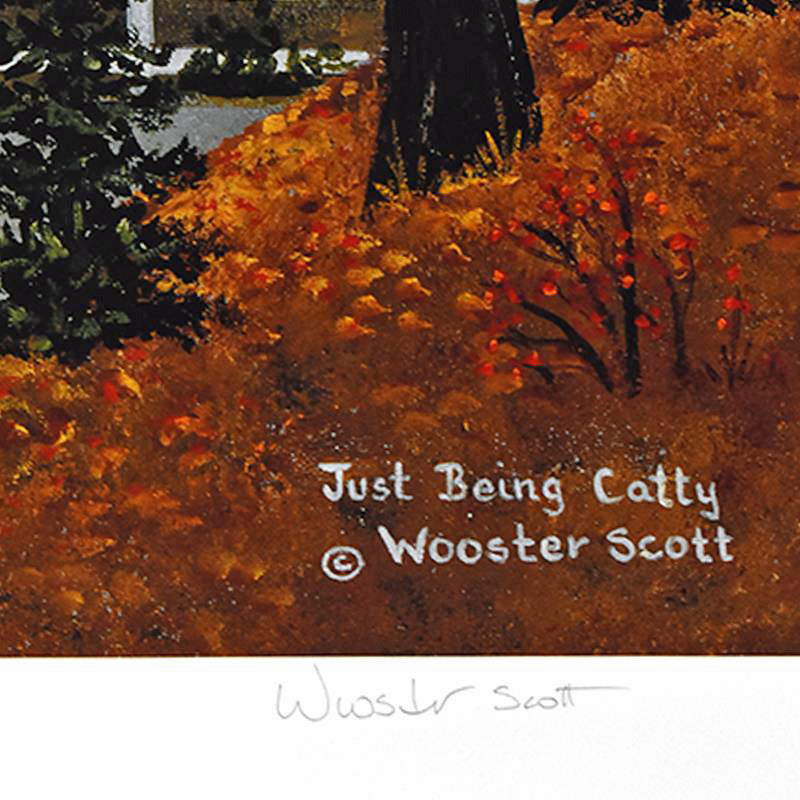 Just Being Catty Jane Wooster Scott Lithograph Print Artist Hand Signed and Numbered