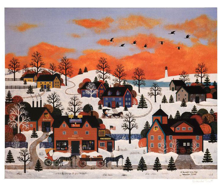 A Sunset Long Ago Jane Wooster Scott Lithograph Print Artist Hand Signed and Numbered