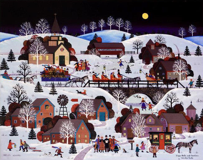 Jingle Bells and Carolers Jane Wooster Scott Lithograph Print Artist Hand Signed and Numbered