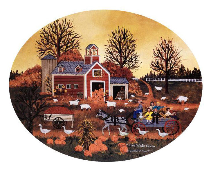 Five White Geese Jane Wooster Scott Artist Proof Lithograph Print Artist Hand Signed and AP Numbered