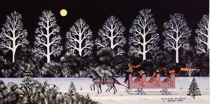 Trail Creek Sleigh Ride Jane Wooster Scott Lithograph Print Artist Hand Signed and Numbered