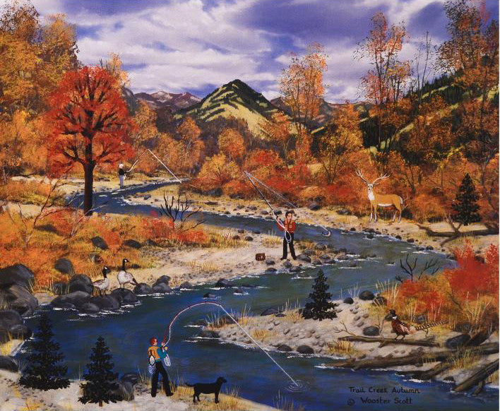 Trail Creek Autumn Jane Wooster Scott Lithograph Print Artist Hand Signed and Roman Numeral Numbered