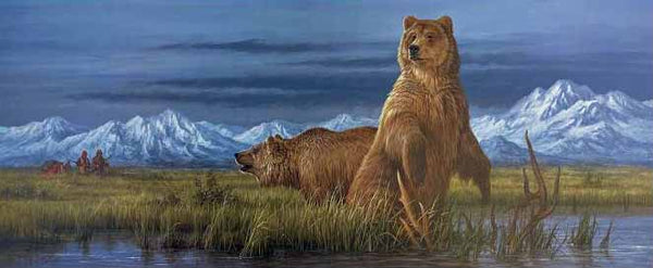 Grizzly Encounter Larry Fanning Artist Proof Lithograph Print on Paper Artist Hand Signed and AP Numbered