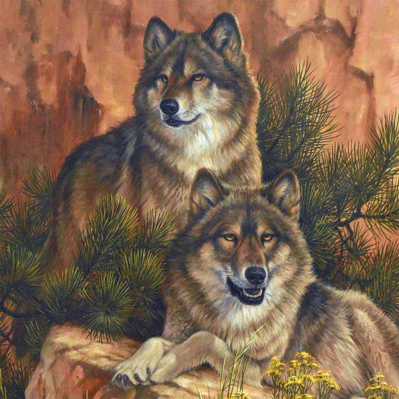 Summer Retreat - Gray Wolves Larry Fanning Artist Proof Giclée on Canvas Artist Hand Signed and AP Numbered
