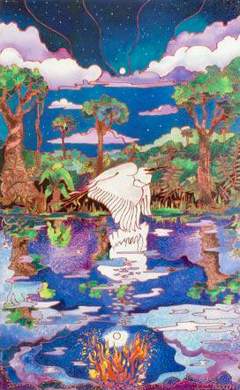 Stork in Swamp Linnea Pergola Canvas Giclée Print Artist Hand Signed and Numbered