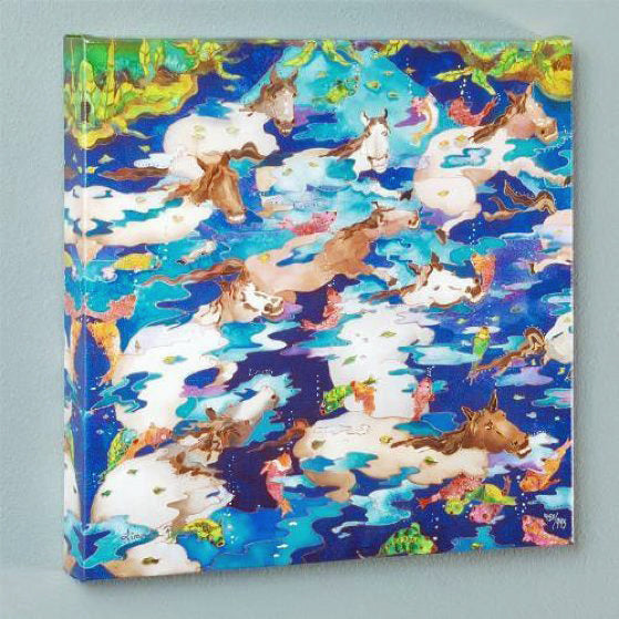 Swimming Ponies I Linnea Pergola Stretched Canvas Giclée Print Numbered with Artist Authorized Signature