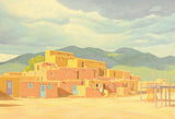 Approaching Storm Over Taos Pueblos Lorna Patrick Serigraph Print Artist Hand Signed and Numbered