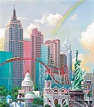 Las Vegas Afternoon The Strip Alexander Chen Mixed Media Print Artist Hand Signed and Numbered