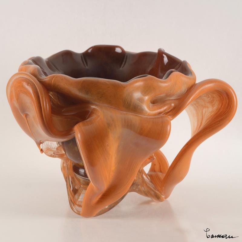 Misu Coman Hand Blown Glass Vase Sculpture Artist Hand Signed