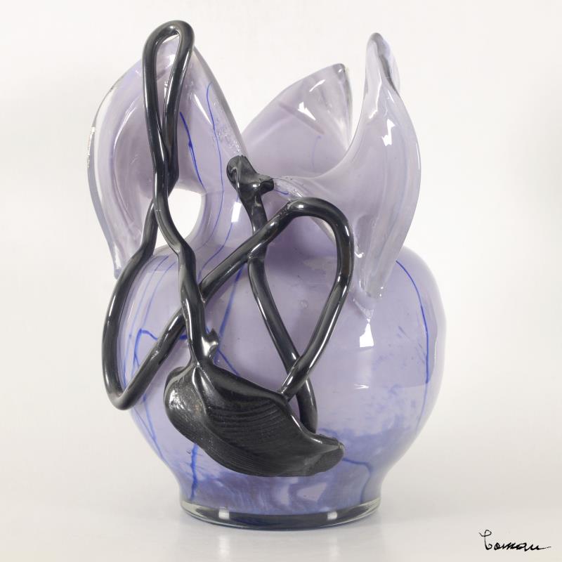 Misu Coman Hand Blown Glass Vase Sculpture Artist Hand Signed