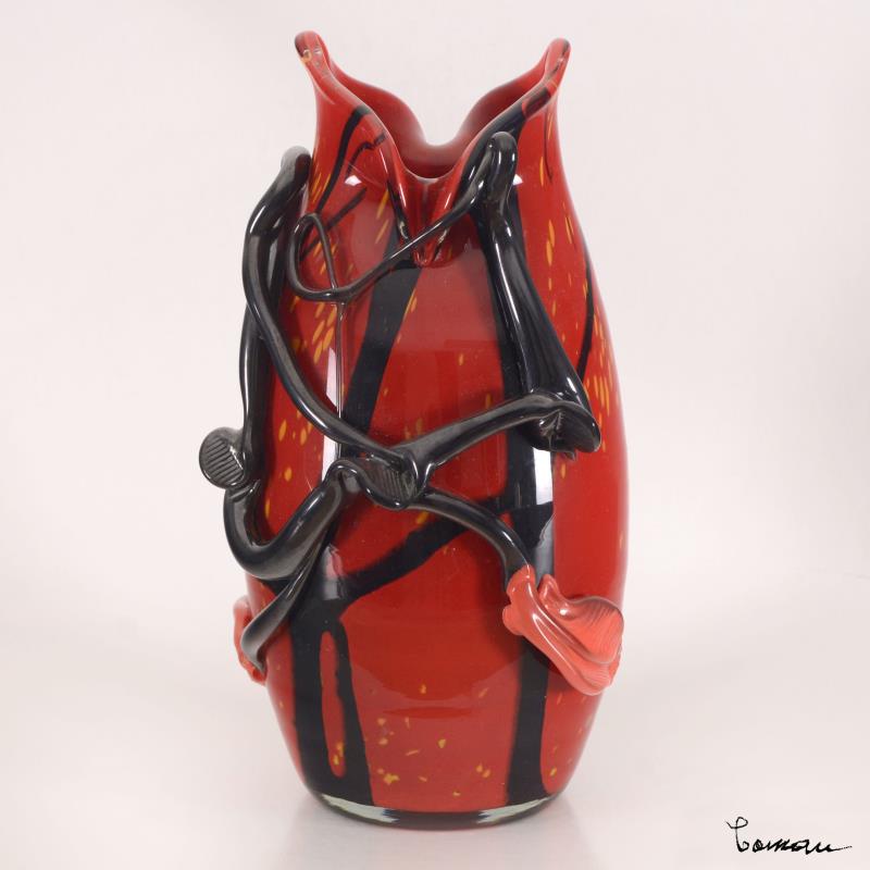 Misu Coman Hand Blown Glass Vase Sculpture Artist Hand Signed