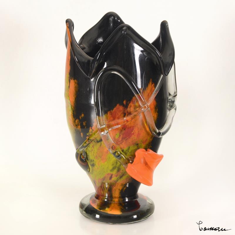 Misu Coman Hand Blown Glass Vase Sculpture Artist Hand Signed