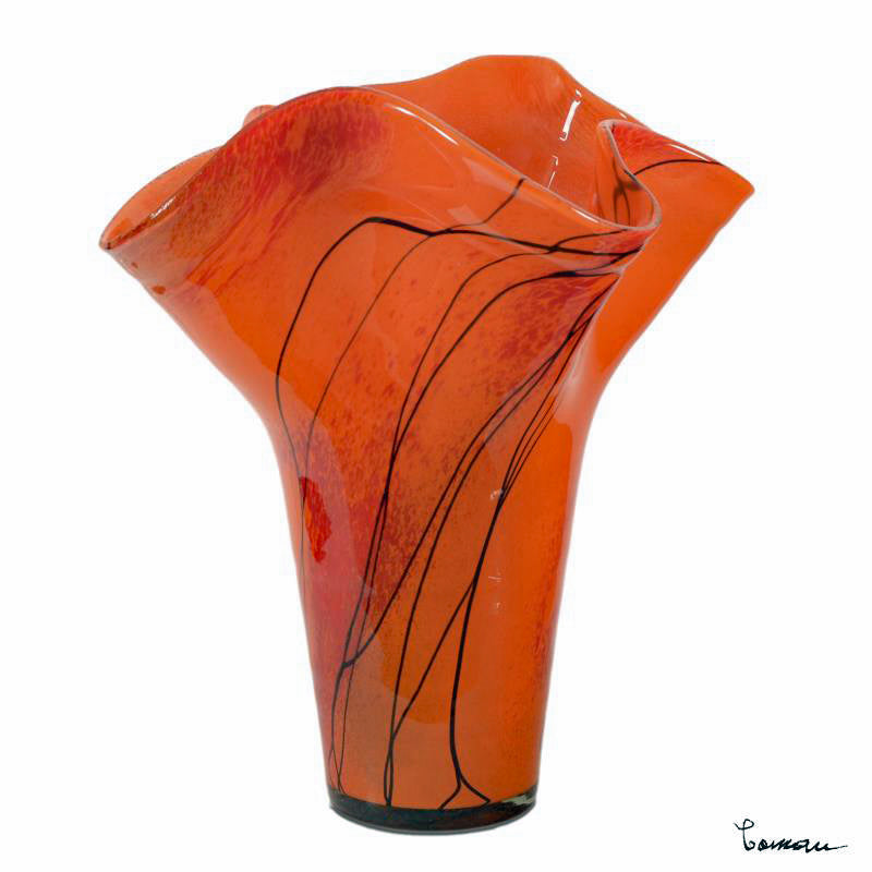 Misu Coman Hand Blown Glass Vase Sculpture Artist Hand Signed