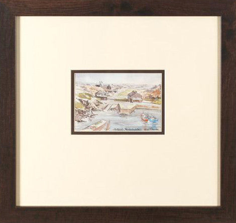 Porthgain Pembrokeshire Martin Goode Watercolor Painting Artist Hand Signed Framed