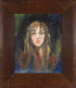 Portrait Marta Wiley Mixed Media Painting on Board Artist Hand Signed Framed