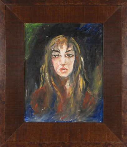 Portrait Marta Wiley Mixed Media Painting on Board Artist Hand Signed Framed