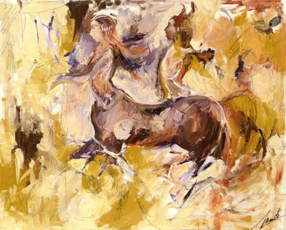 Centaurs Marta Wiley Original Oil Painting on Canvas Artist Hand Signed and Thumb Printed