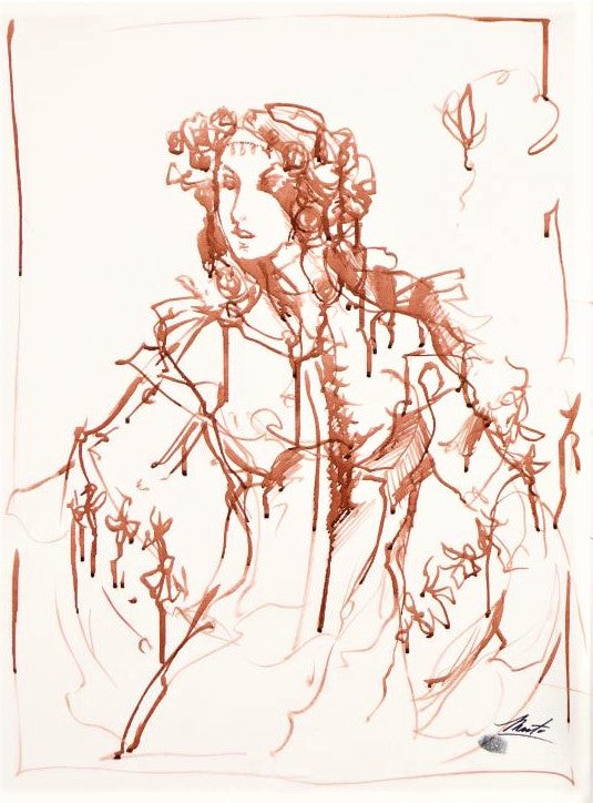 Marta Wiley Original Mixed Media Painting on Canvas Artist Signed and Thumb Printed