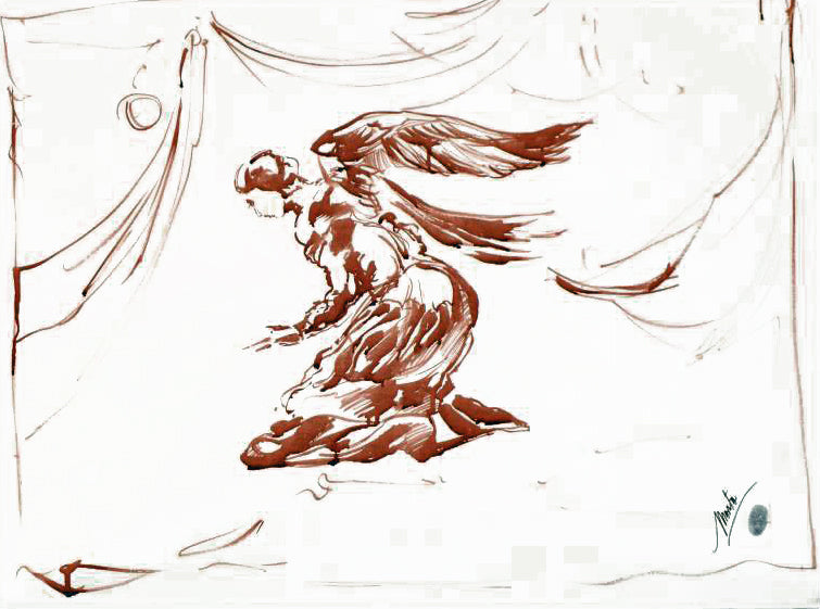 Marta Wiley Original Mixed Media Painting on Canvas Artist Signed and Thumb Printed