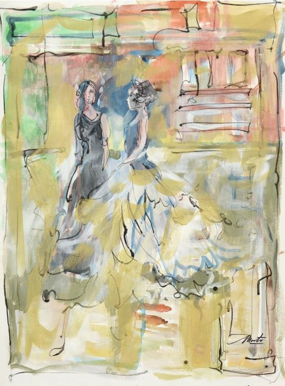 Marta Wiley Original Mixed Media Painting on Canvas Artist Signed and Thumb Printed