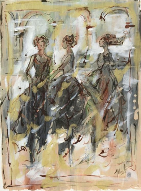 Marta Wiley Original Mixed Media Painting on Canvas Artist Signed and Thumb Printed