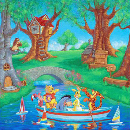 Friends in the Woods Manny Hernandez Mixed Media Print Artist Hand Signed and Numbered