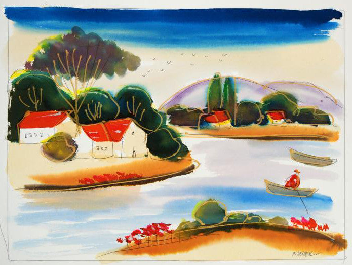 Moshe Leider Untitled Original Mixed Media Painting Artist Hand Signed